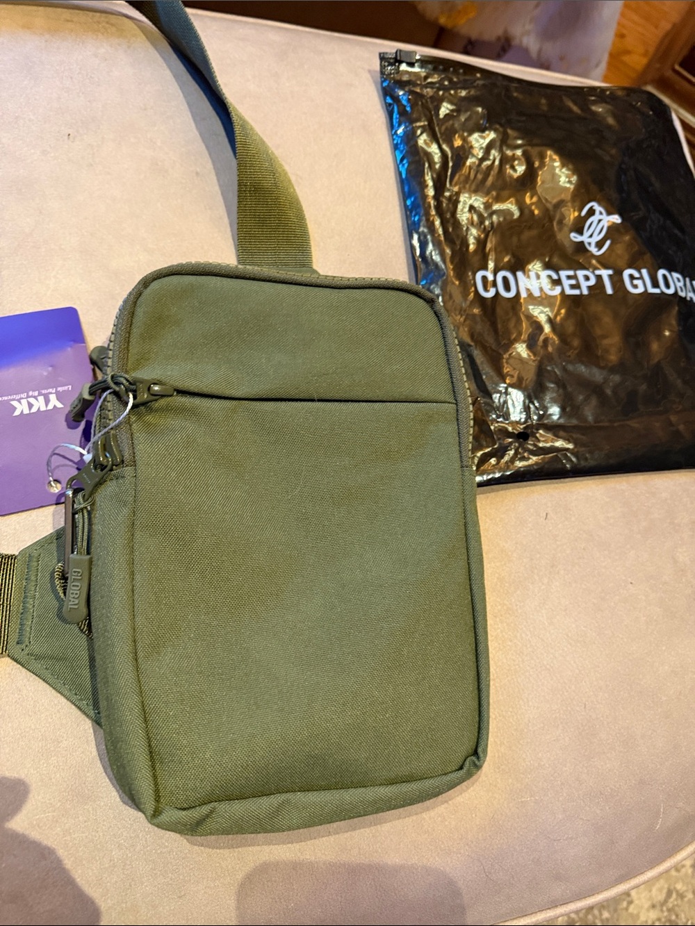 Concept Global 2.0 Olive Green Crossbody Sling Bag for Men or Women Travel